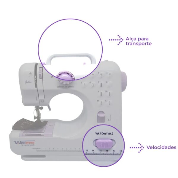 Máquina de Costura Portátil 12 Pontos para Tecidos Leves e Médios Bivolt Westpress - Image 8